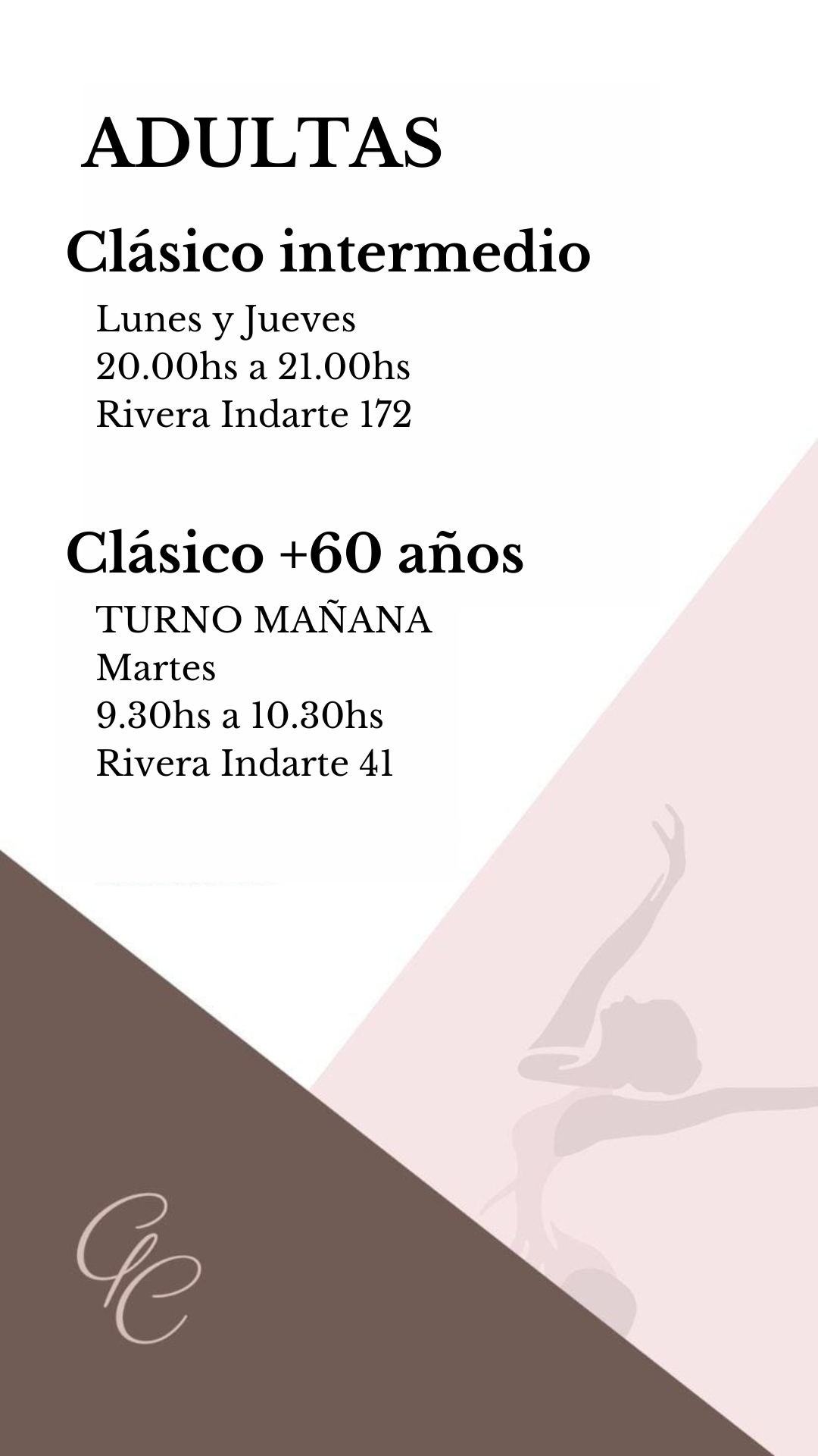 5 - ADULTAS PRINCIPIANTES - CLÁSICO INTERMEDIO Y +60